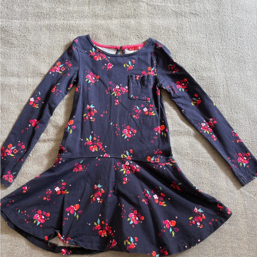 Joules Navy Dress with Pink & Red Floral Print size 9/10